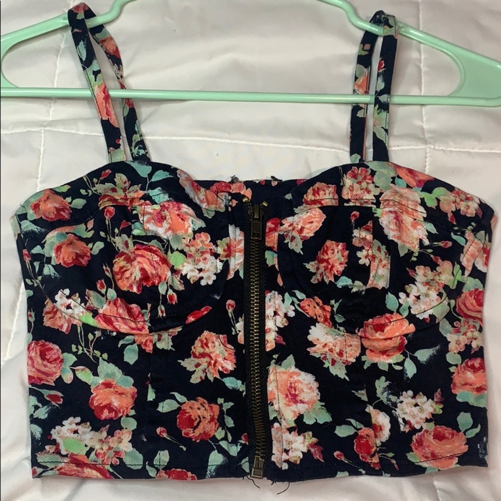Zipper front bustier top